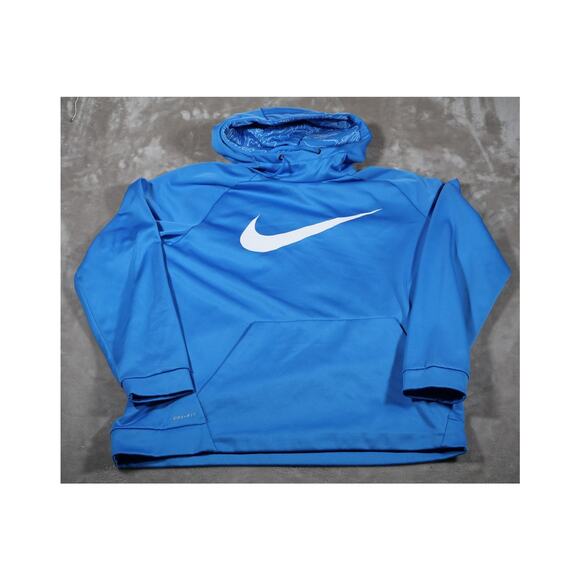 Nike Hoodie Mens 2XL Blue Dri-FIT Pullover Sweatshirt Swoosh Athletic Training - Picture 1 of 7
